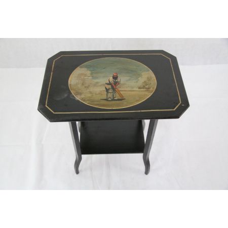 Teatable mit Cricketmotiv, Beistelltisch, England, handbemalt