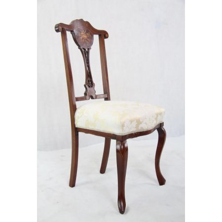 3er Satz Original Edwardian Esszimmerstühle mit Intarsien