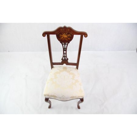 3er Satz Original Edwardian Esszimmerstühle mit Intarsien