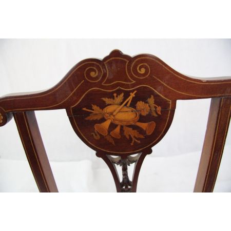 3er Satz Original Edwardian Esszimmerstühle mit Intarsien
