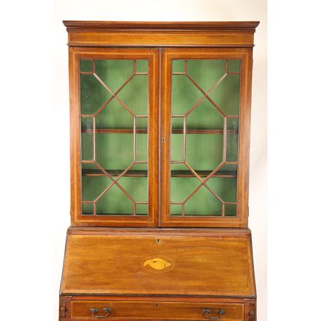 Aufsatzsekretär mit Band Intarsien und originaler Patina