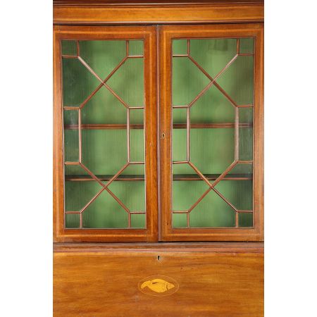 Aufsatzsekretär mit Band Intarsien und originaler Patina