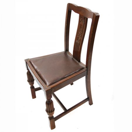 Sehr edler Satz Esszimmerstühle aus Buchen- und Eichenholz mit einem braunen Lederbezug