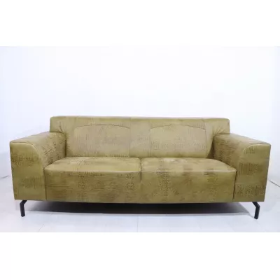 Retro Sofa "Safari", 3 Sitzer Ledersofa, Krokodil Print