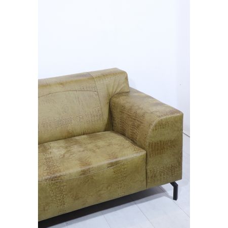 Retro Sofa "Safari", 3 Sitzer Ledersofa, Krokodil Print