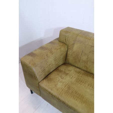 Retro Sofa "Safari", 3 Sitzer Ledersofa, Krokodil Print