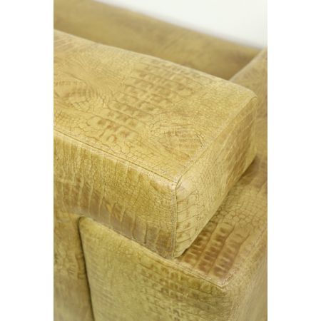 Retro Sofa "Safari", 3 Sitzer Ledersofa, Krokodil Print