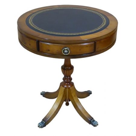 Englischer Drum Table "Esher" mit Leder, in Mahagoni, Eibe u. mehr erhältlich