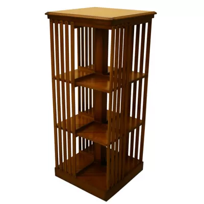 Revolving Bookcase "Smethwick" m. Leder, mit 3 Ebenen, in Mahagoni, Eibe u. mehr erhältlich