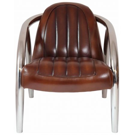 "Inox" Clubsessel Leder Vintage Braun