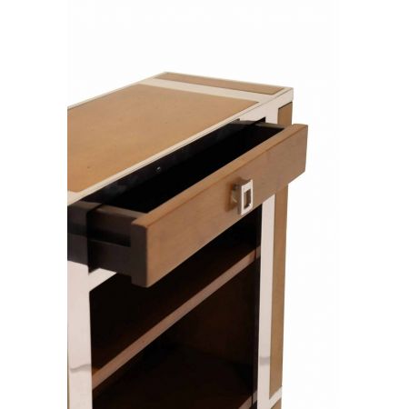 "Aston" Bücherschrank Massivholz Inox