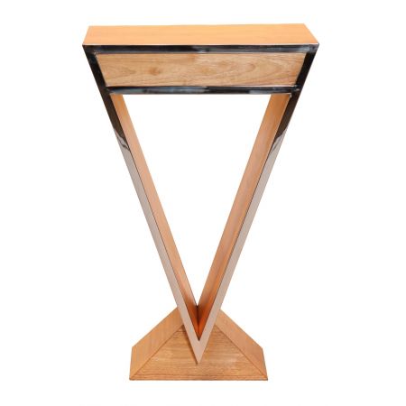 Morris "Delta" kleine Kommode im Inox-Design aus Edelstahl und Holz Natur