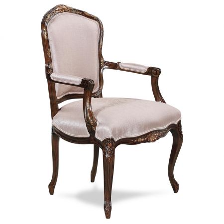 Vintage Stuhl Louis XV Dekostuhl mit weißem Stoff aus Holz