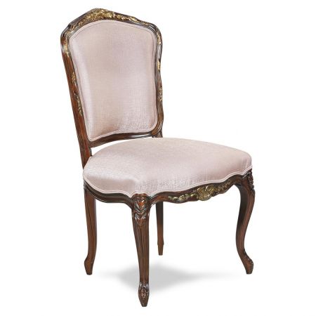 Vintage Stuhl Louis XV Beistellstuhl Dekostuhl aus Holz mit weißem Stoff