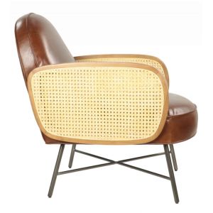 Attraktiver französischer Ledersessel Echtleder "Fauteuil Rund" Brown Vintage