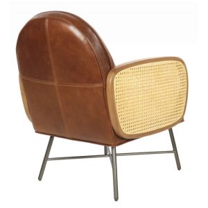 Attraktiver französischer Ledersessel Echtleder "Fauteuil Rund" Brown Vintage