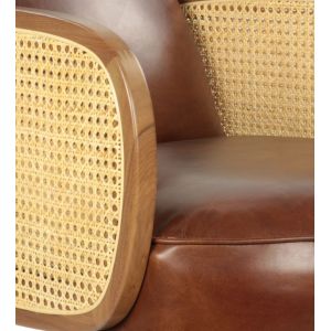 Attraktiver französischer Ledersessel Echtleder "Fauteuil Rund" Brown Vintage