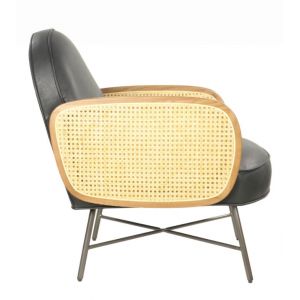 Attraktiver französischer Ledersessel Echtleder "Fauteuil Rund" Black Vintage