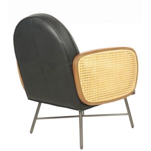 Attraktiver französischer Ledersessel Echtleder "Fauteuil Rund" Black Vintage