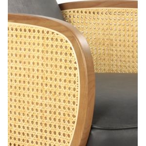 Attraktiver französischer Ledersessel Echtleder "Fauteuil Rund" Black Vintage