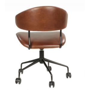 Attraktiver französischer Drehstuhl Vintage Echtleder Braun Vintage