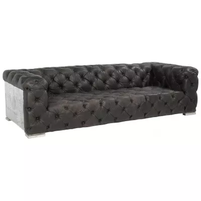 Chesterfield Sofa Ledersofa Echtleder "Aero Black CF"