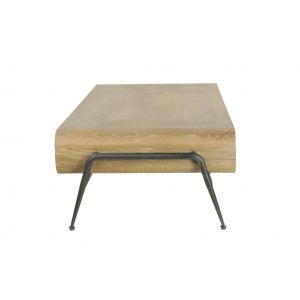 Industrie Sofatisch aus massivem Holz mit 2 Schubladen