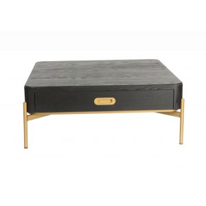 Industrie Sofatisch aus massivem Holz mit Schublade