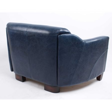 Ledersofa Retro Sofa Echtleder "Gentleman's Blue Sofa"