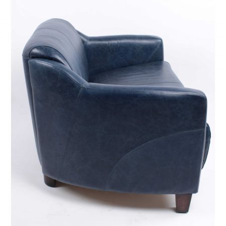 Ledersofa Retro Sofa Echtleder "Gentleman's Blue Sofa"