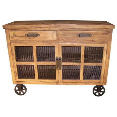 "Mary" Sideboard aus Massivholz und robusten Metallelementen im Landhausstil