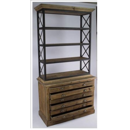 "Cora" Regal mit Massivholzelementen im Industial Style