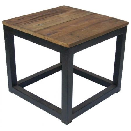 "Elmer" Beistelltisch mit Massivholzelementen und einem robusten Metallrahmen im Industrial Style