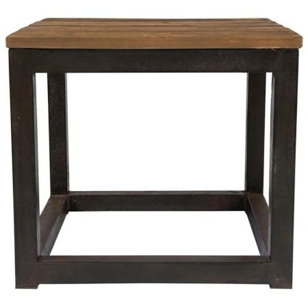 "Elmer" Beistelltisch mit Massivholzelementen und einem robusten Metallrahmen im Industrial Style