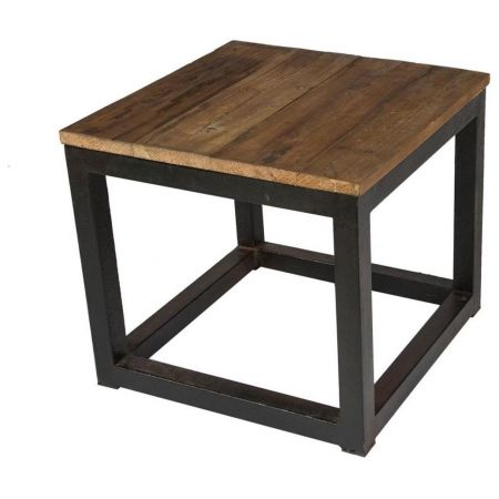 "Elmer" Beistelltisch mit Massivholzelementen und einem robusten Metallrahmen im Industrial Style