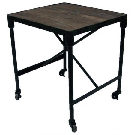 "Martin" Beistelltisch mit Massivholzelementen und einem robusten Metallrahmen im Industrial Style