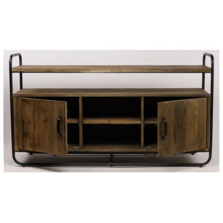 "Josie" Kommode mit Massivholzelementen und einem robusten Metallrahmen im Industrial Style