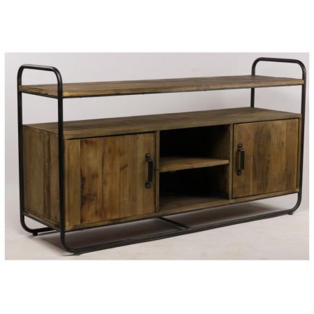 "Josie" Kommode mit Massivholzelementen und einem robusten Metallrahmen im Industrial Style