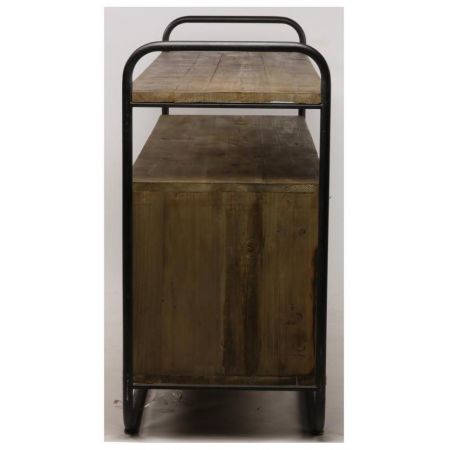 "Josie" Kommode mit Massivholzelementen und einem robusten Metallrahmen im Industrial Style