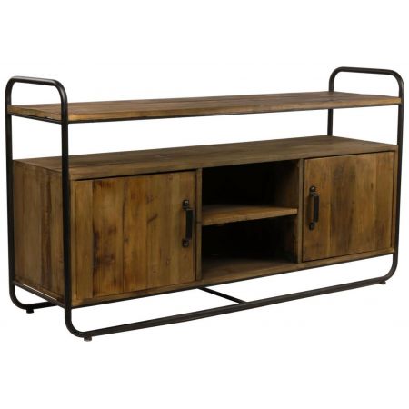 "Josie" Kommode mit Massivholzelementen und einem robusten Metallrahmen im Industrial Style