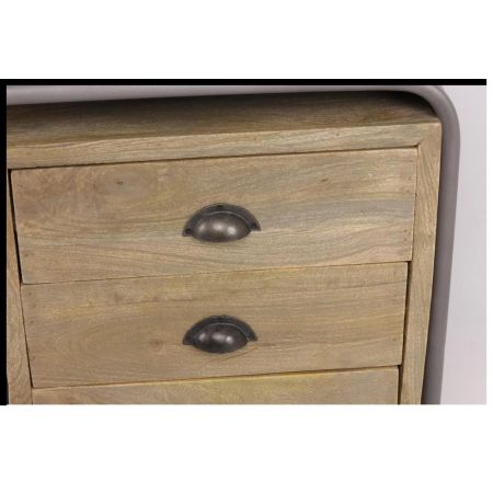 "Vinnie" Büroschreibtisch aus Massivholz und einem robusten Metallrahmen im Industrial Style