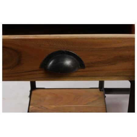 "Tillie" Büroschreibtisch aus Massivholz und einem robusten Metallrahmen im Industrial Style