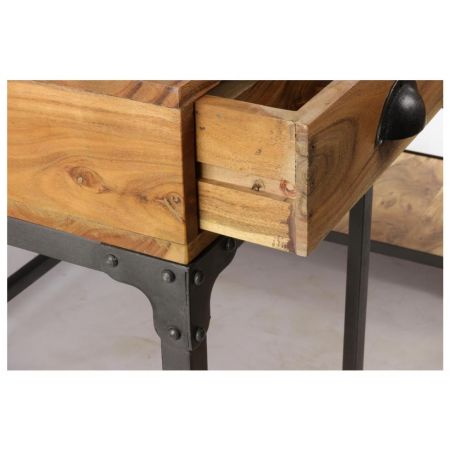 "Tillie" Büroschreibtisch aus Massivholz und einem robusten Metallrahmen im Industrial Style