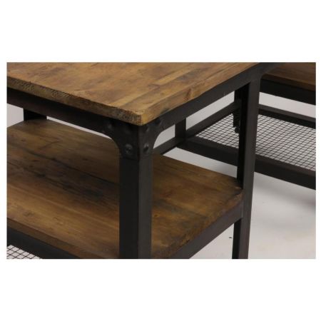 "Victoria" Büroschreibtisch aus Massivholz und einem robusten Metallrahmen im Industrial Style