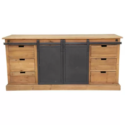 "Hazel" Sideboard aus Massivholz und robusten Metallelementen im Industrial Style