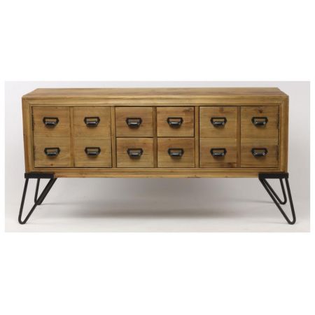 "Nora" Kommode aus Massivholz und robusten Metallelementen im Industrial Style