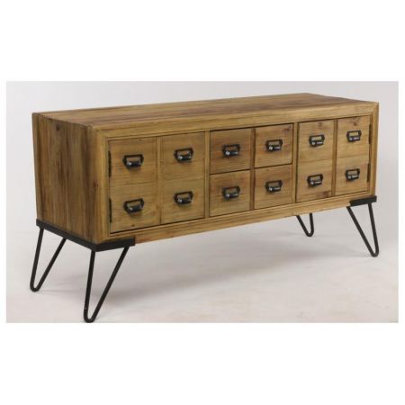 "Nora" Kommode aus Massivholz und robusten Metallelementen im Industrial Style
