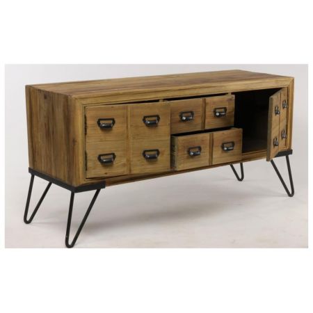 "Nora" Kommode aus Massivholz und robusten Metallelementen im Industrial Style