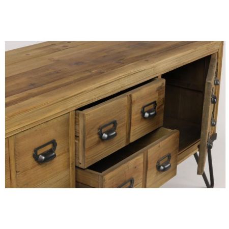 "Nora" Kommode aus Massivholz und robusten Metallelementen im Industrial Style