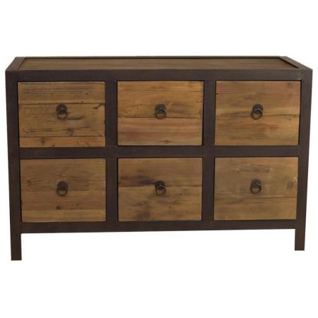 "Sophronia" Kommode aus Massivholz und einem robusten Metallrahmen im Industrial style